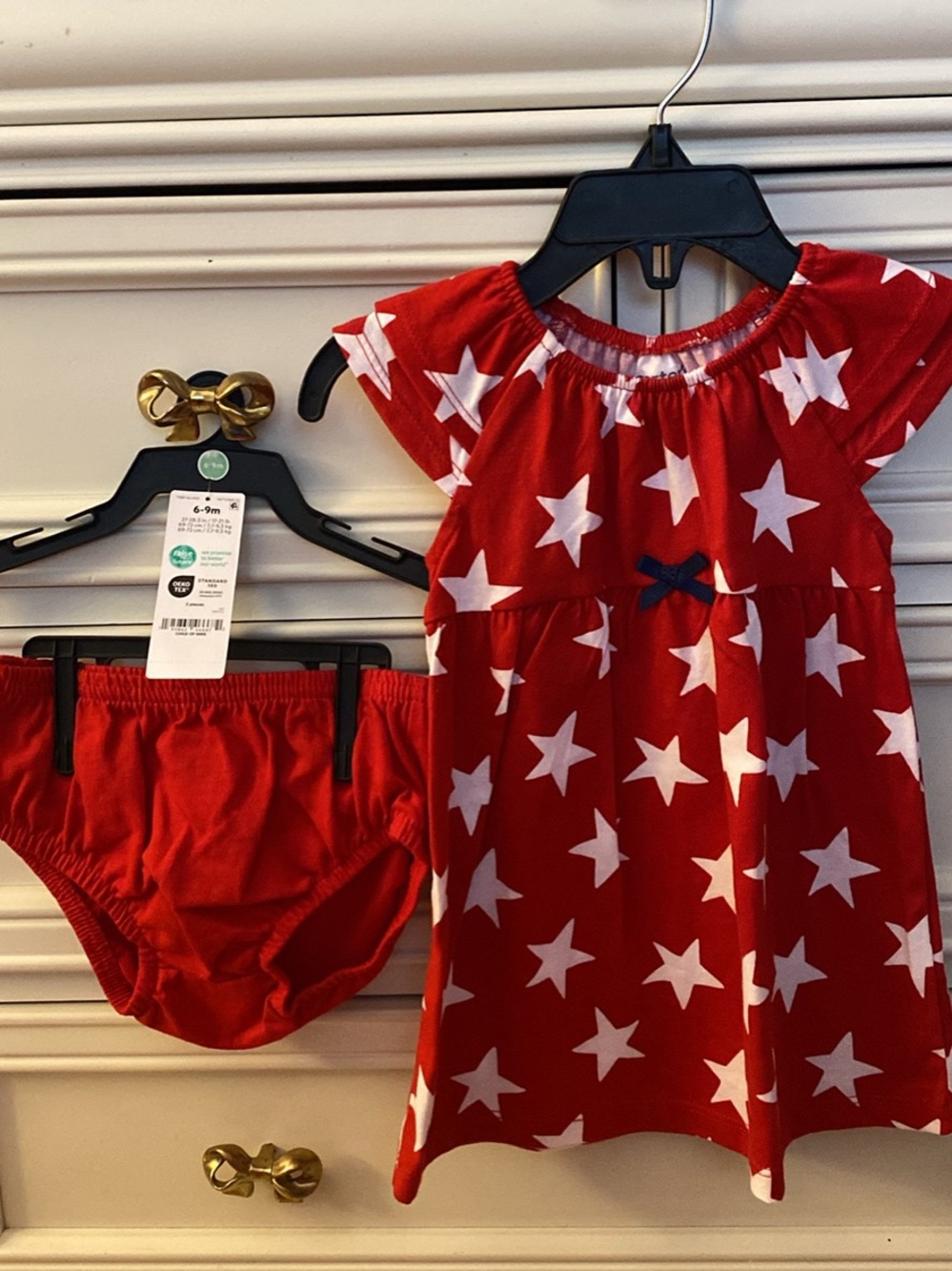 child of mine Red Dress with White Star Print